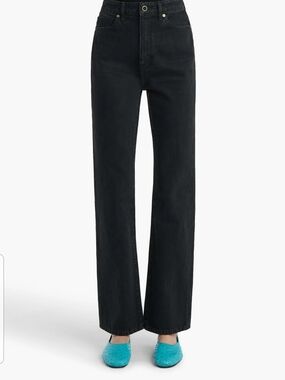 KHAITE Black High-Rise Flare Jeans